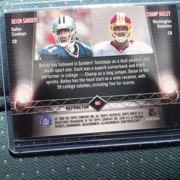 Deion Sanders + Champ Bailey (rc) Topps Finest "Main Attractions" Refractor Card - Picture 6 of 11